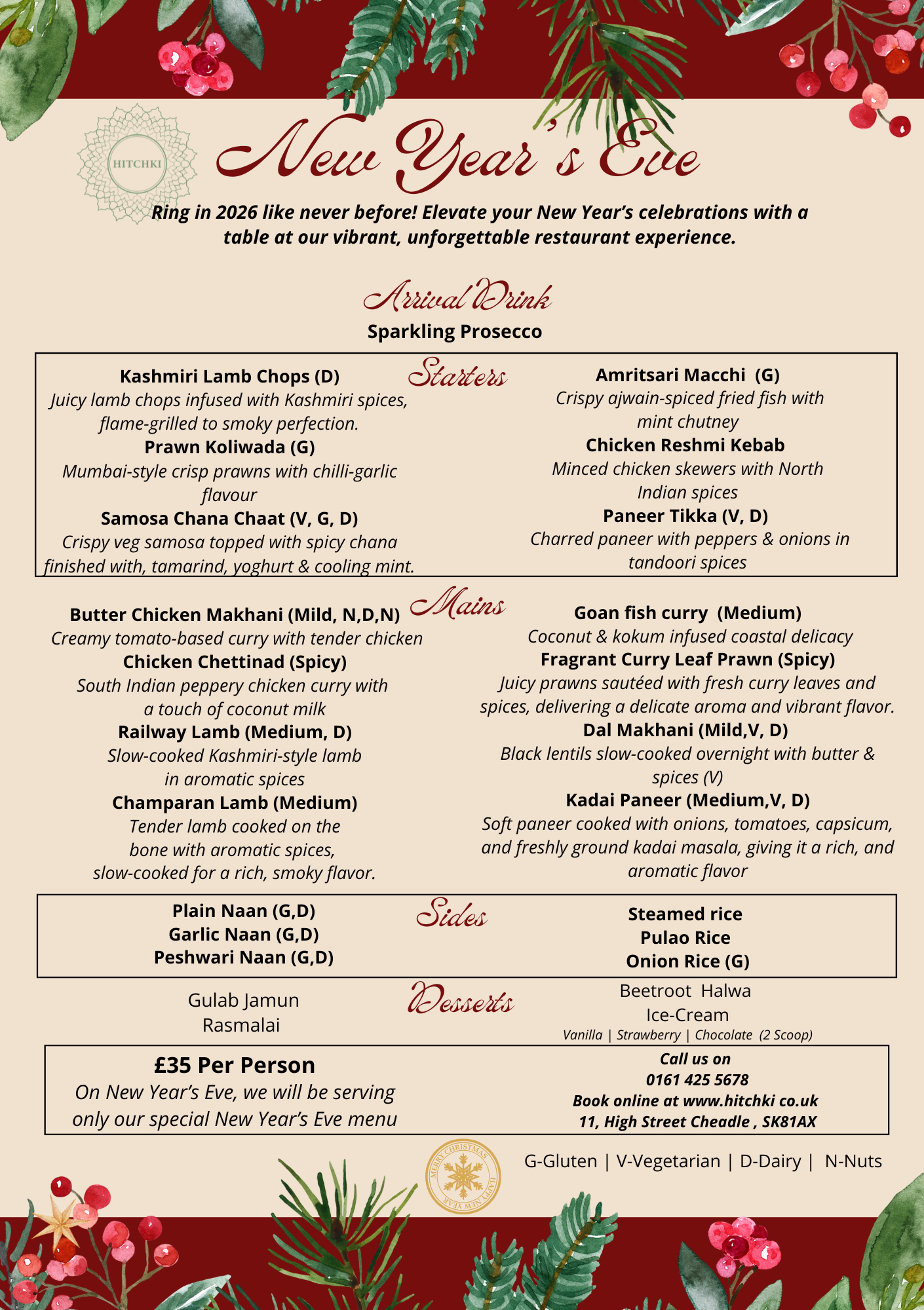 New Year's Eve Menu